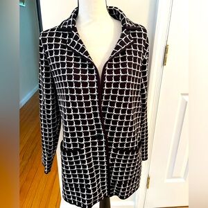 Max Studio Black and White Checkered Cardigan